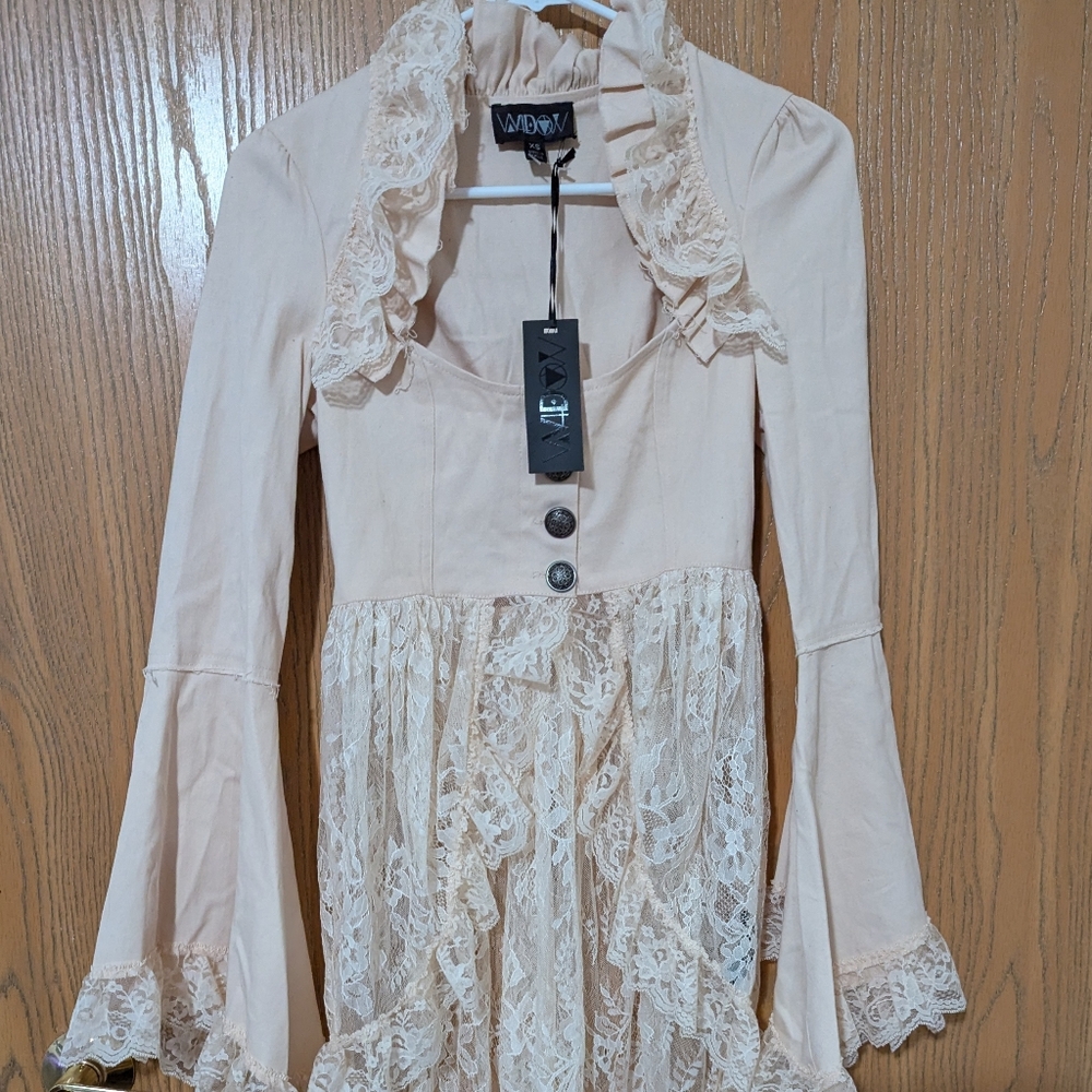 Cream Lace Dress with Bell Sleeves